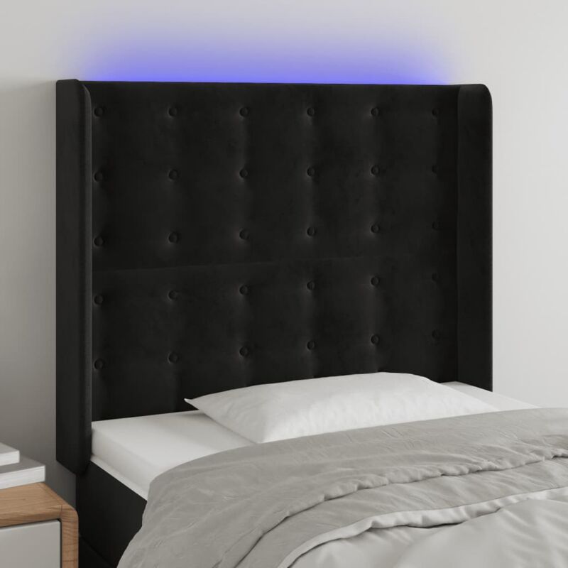 foto del prodotto jinlefu vidaxl testiera a led nera 103x16x118 128 cm in velluto