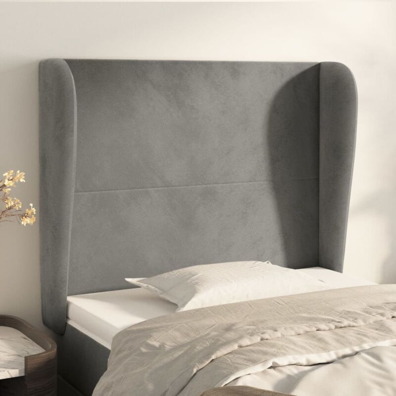 foto del prodotto jinlefu vidaxl testiera ad orecchio grigio chiaro 83x23x118 128 cm in velluto