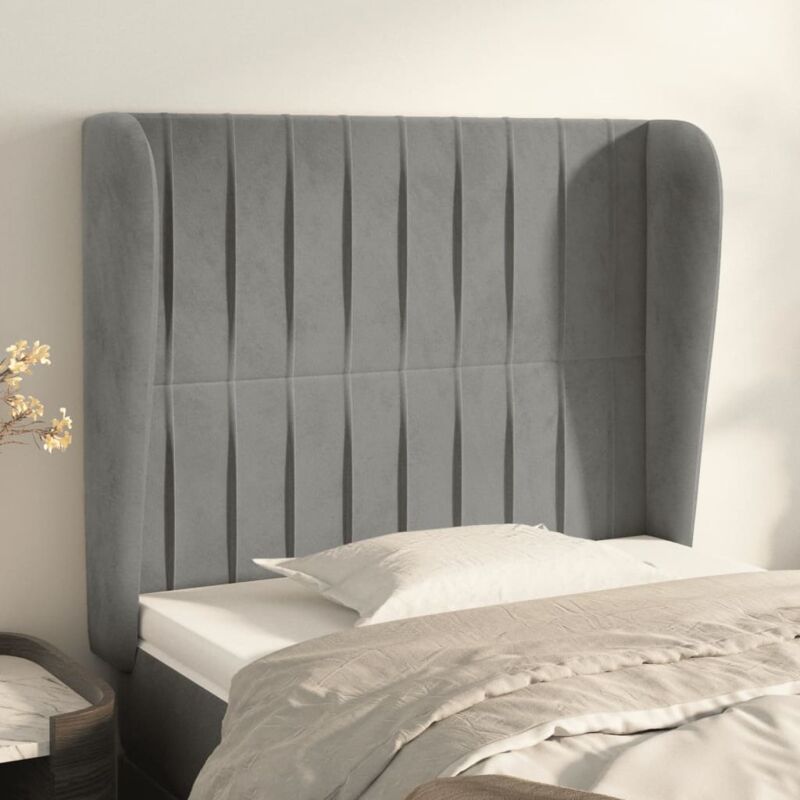 foto del prodotto jinlefu vidaxl testiera ad orecchio grigio chiaro 93x23x118 128 cm in velluto