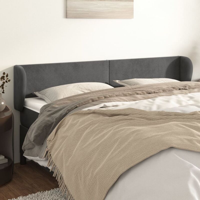 foto del prodotto jinlefu vidaxl testiera ad orecchio grigio scuro 163x23x78 88 cm in velluto