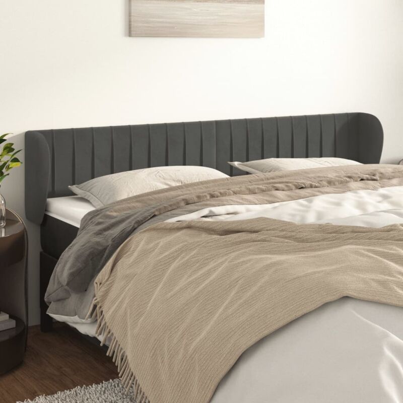 foto del prodotto jinlefu vidaxl testiera ad orecchio grigio scuro 163x23x78 88 cm in velluto