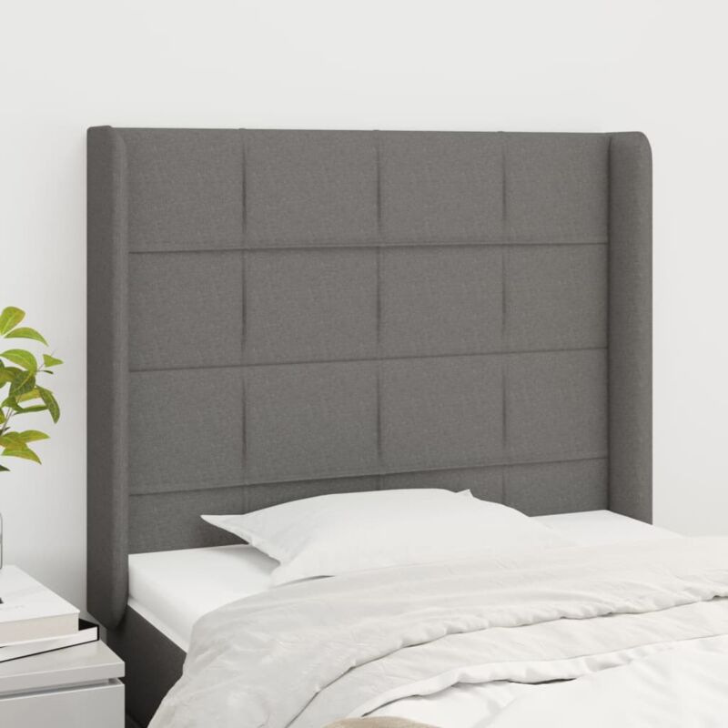 foto del prodotto jinlefu vidaxl testiera ad orecchio grigio scuro 83x16x118 128 cm in tessuto