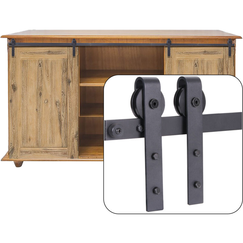 foto del prodotto jn.songs 1.2m 3.93ft mini set di accessori per porta scorrevole con rotella e binario, sistema hardware per porte singole, supporto tv