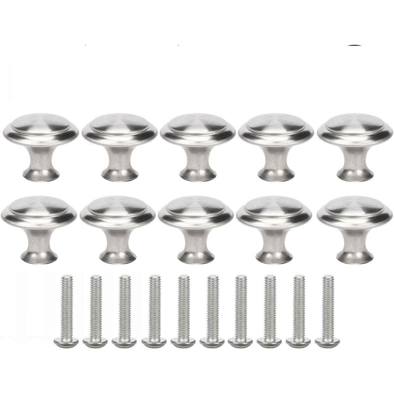 foto del prodotto jn.songs 10 piece pomelli per mobili, cucina pomello acciaio inox, maniglie rotondo per armadio guardaroba cassetti argento 23mm