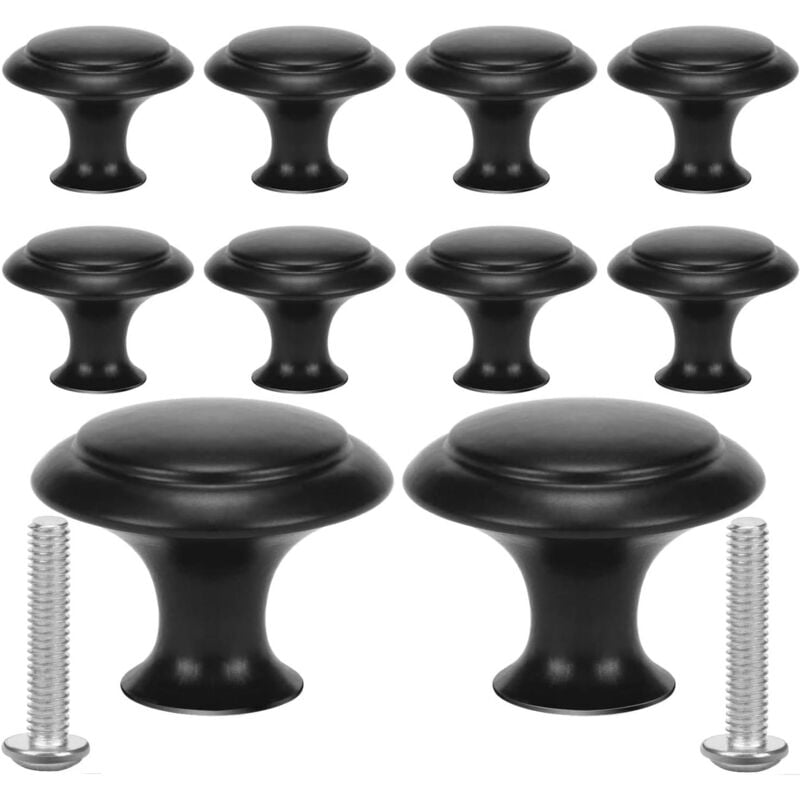 foto del prodotto jn.songs 10 piece pomelli per mobili, cucina pomello acciaio inox, maniglie rotondo per armadio guardaroba cassetti nero 30mm
