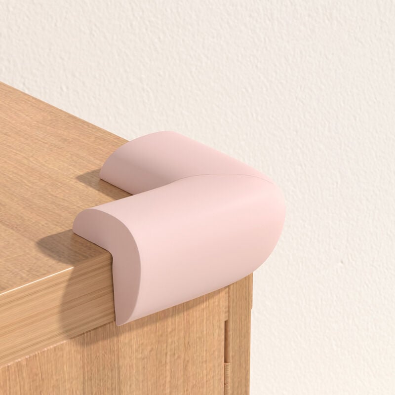 foto del prodotto jn.songs 12 paraspigoli bambini in gomma, protezioni angolari, protezioni autoadesive per tavoliextra spesso in morbida gomma assorbi urti rosa