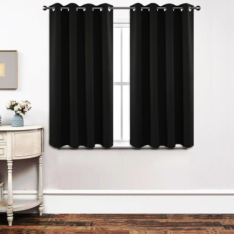 foto del prodotto jn.songs 2 pezzi tende per interni oscuranti, tenda oscurante da interno per camera da letto e soggiorno elegante nero 106x160cm