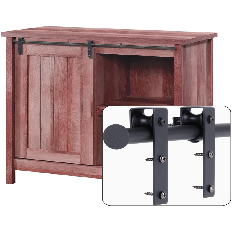 foto del prodotto jn.songs 3ft 0.9m kit hardware kit porta fienile scorrevole, kit binario porta scorrevole per supporto tv, doppia porta, piccolo armadio