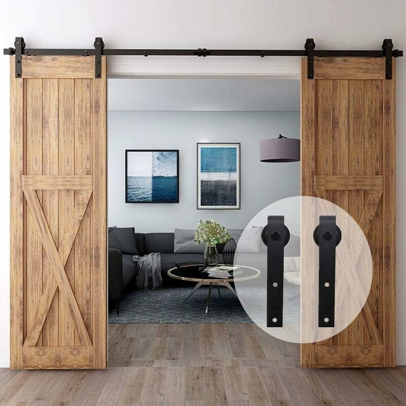 foto del prodotto jn.songs 4.92ft 150cm binario per porta scorrevole in legno singolo per porte scorrevoli kit hardware con rotelle e binario, industriale kit nero