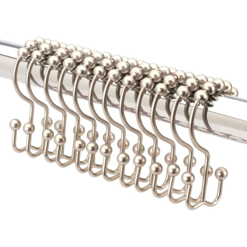 foto del prodotto jn.songs anelli per tende da doccia antiruggine con rotelle a sfera, ganci per tende da doccia in acciaio inox resistenti 12 pezzi rame