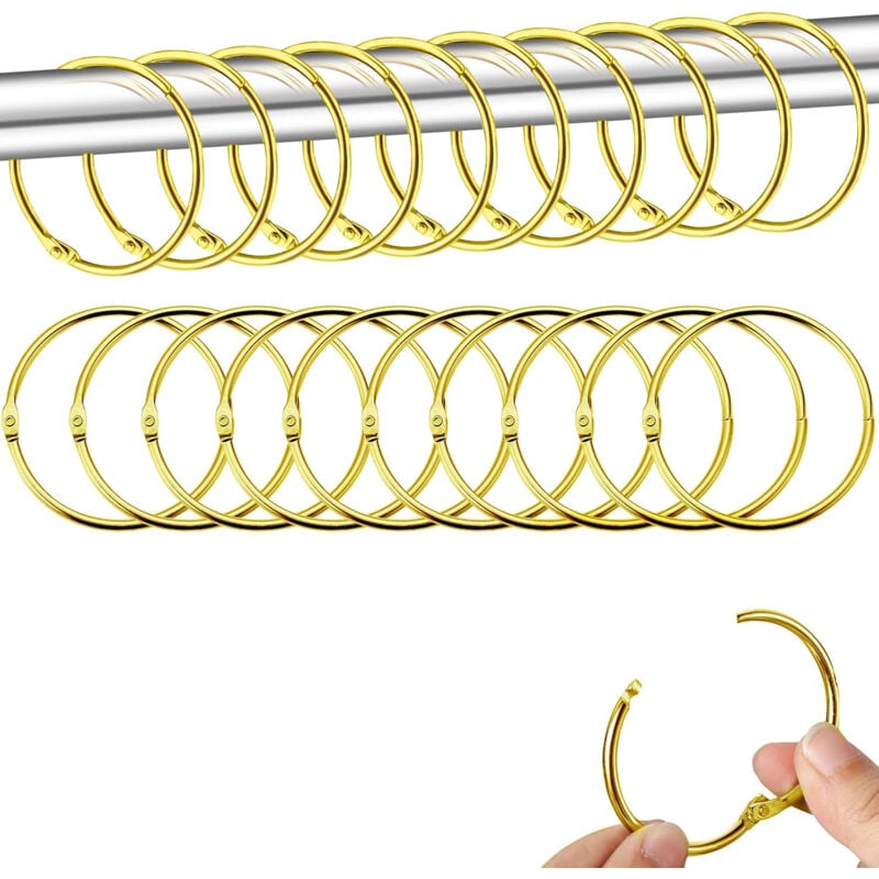 foto del prodotto jn.songs anelli per tende da doccia, ganci per tende in metallo da aprire, anello per bastone tenda doc 12 pezzi oro