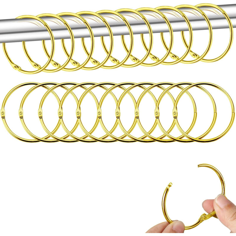 foto del prodotto jn.songs anelli per tende da doccia, ganci per tende in metallo da aprire, anello per bastone tenda doc 24 pezzi oro