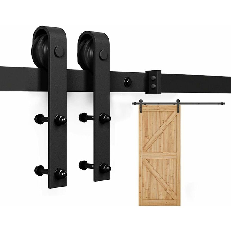 foto del prodotto jn.songs binario per porta scorrevole kit forma di j hardware per porte scorrevoli singole nero 6.6ft 200cm
