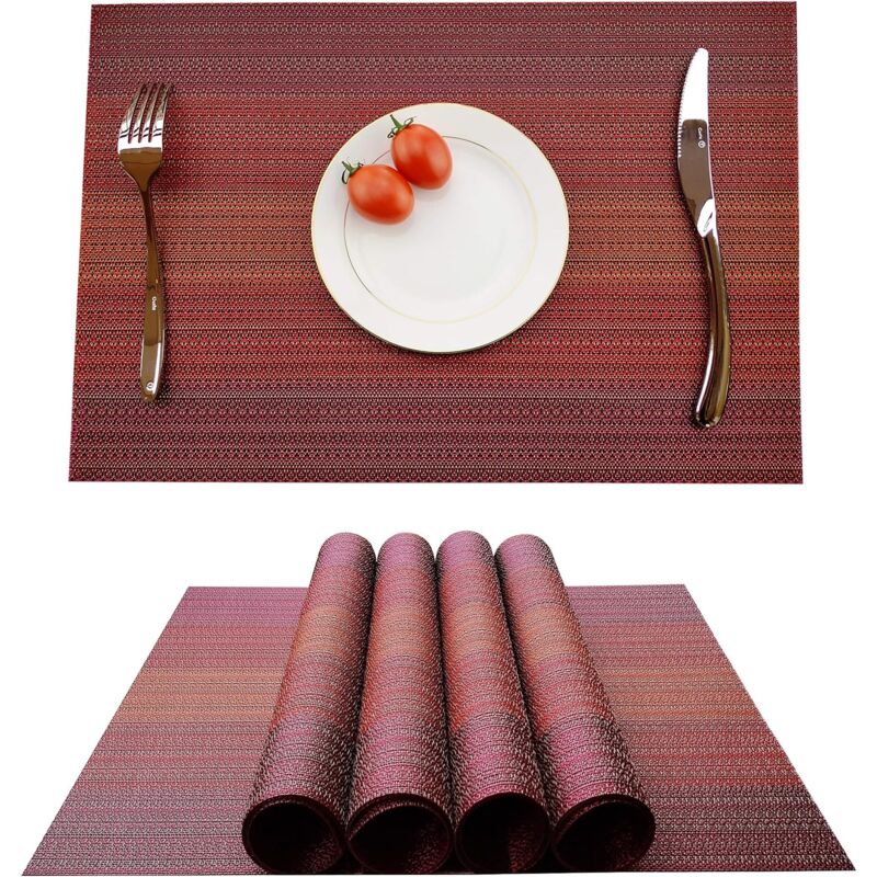 foto del prodotto jn.songs lot de 4 sets de table pvc antid rapant r sistant chaleur lavables pour table de cuisine et restaurants rosso
