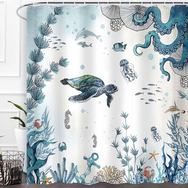 foto del prodotto jn.songs rideau de douche cute cat plunging, imprim imperm able rideau salle de bain lavable anti tissu avec crochets 180x180cm