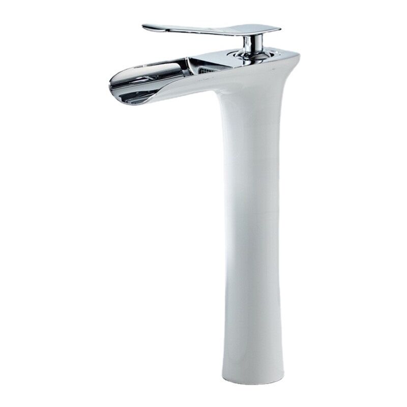 foto del prodotto jn.songs rubinetto bagno lavabo, cascata miscelatore monocomando per bagno, miscelatore con attacco acqua fredda calda bianco