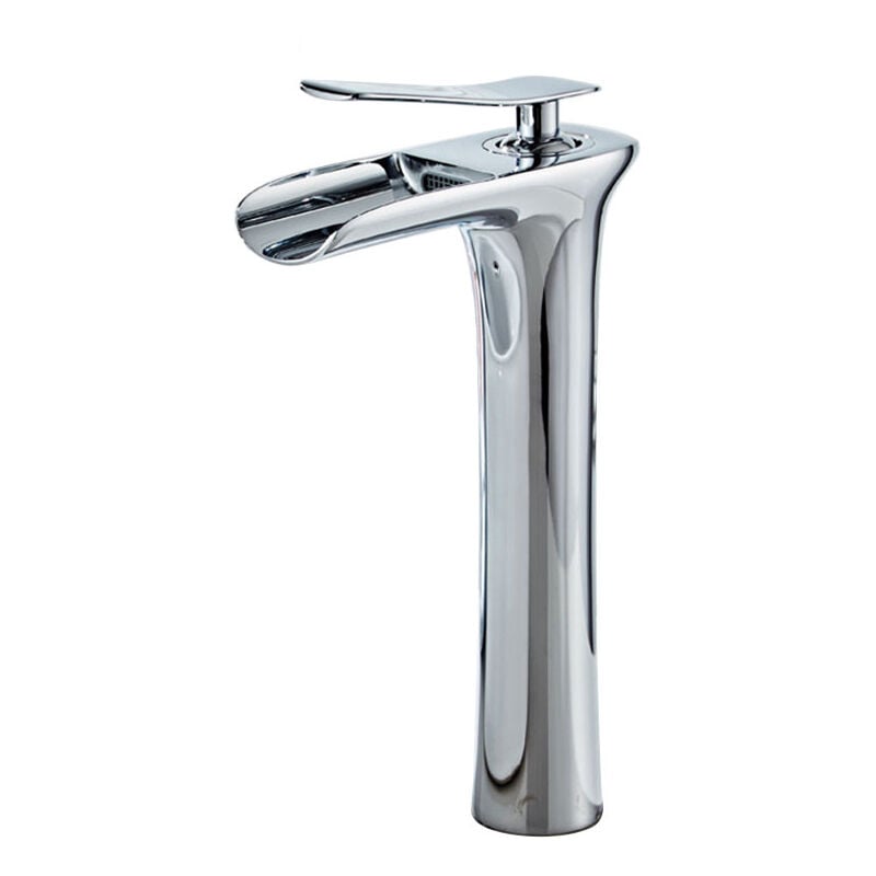 foto del prodotto jn.songs - rubinetto bagno lavabo, cascata miscelatore monocomando per bagno, miscelatore con attacco acqua fredda calda - cromo