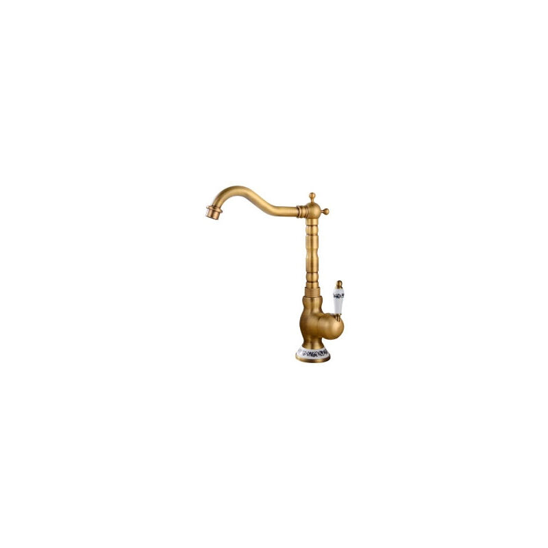 foto del prodotto jn.songs rubinetto cucina ottone antico, ceramica miscelatore monocomando lavabo da bagno per acqua calda e fredda alto