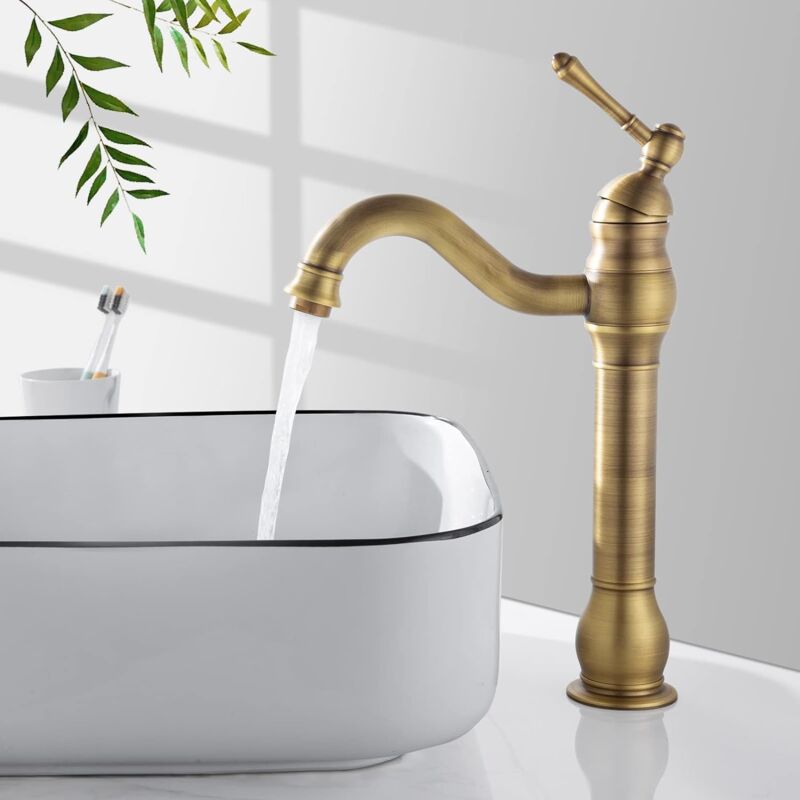 foto del prodotto jn.songs - rubinetto da bagno, miscelatore monocomando, rubinetto per lavabo a 360 - ottone 30cm
