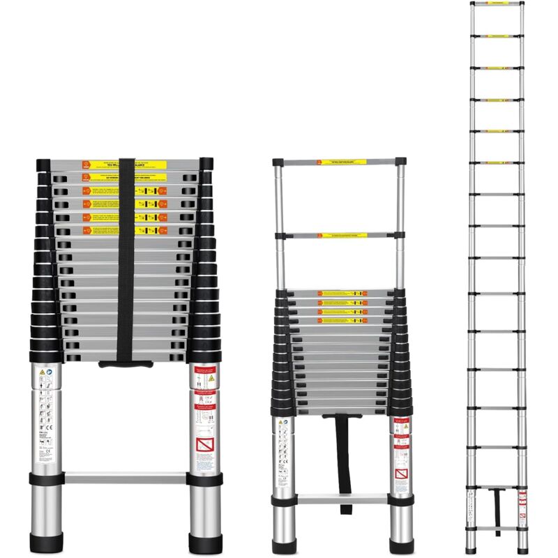 foto del prodotto jn.songs scala telescopica 4.7m in alluminio per bricolage, pieghevole, estensibile, unica, dritta, multifunzione, portata 150kg