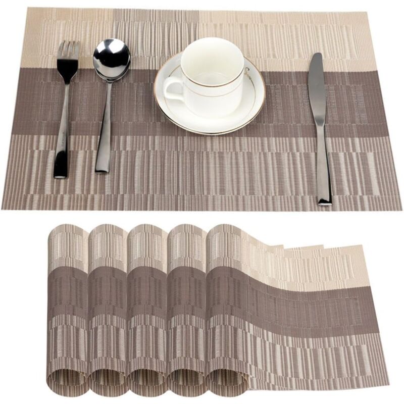 foto del prodotto jn.songs set di 6 tovagliette lavabili in pvc antiscivolo resistenti al calore per cucina hotels ristorante 45 x 30cm oro