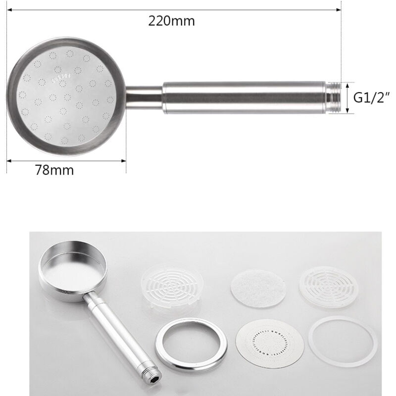 foto del prodotto jn.songs soffione doccia alta pressione, doccia a mano in acciaio inox risparmio idrico, facile da installare 2
