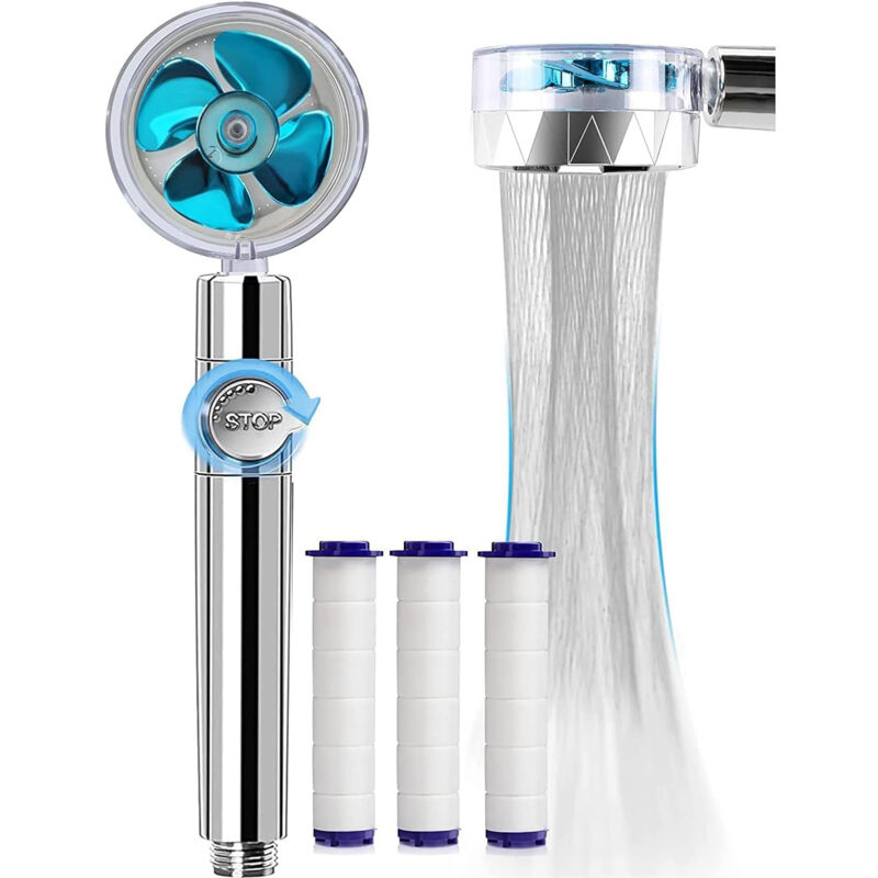 foto del prodotto jn.songs - soffione doccia con 3 filtri, doccino per doccia alta pressione ventola turbo, cotone pp sostituibile - 1