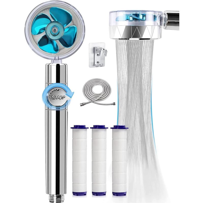 foto del prodotto jn.songs - soffione doccia con 3 filtri, doccino per doccia alta pressione ventola turbo, cotone pp sostituibile - 3