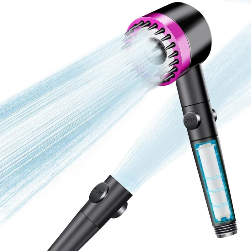 foto del prodotto jn.songs - soffione doccia con filtro ad alta pressione con sistema di filtraggio, soffione di spruzzo idrico per rimuovere cloro residuo - doccino