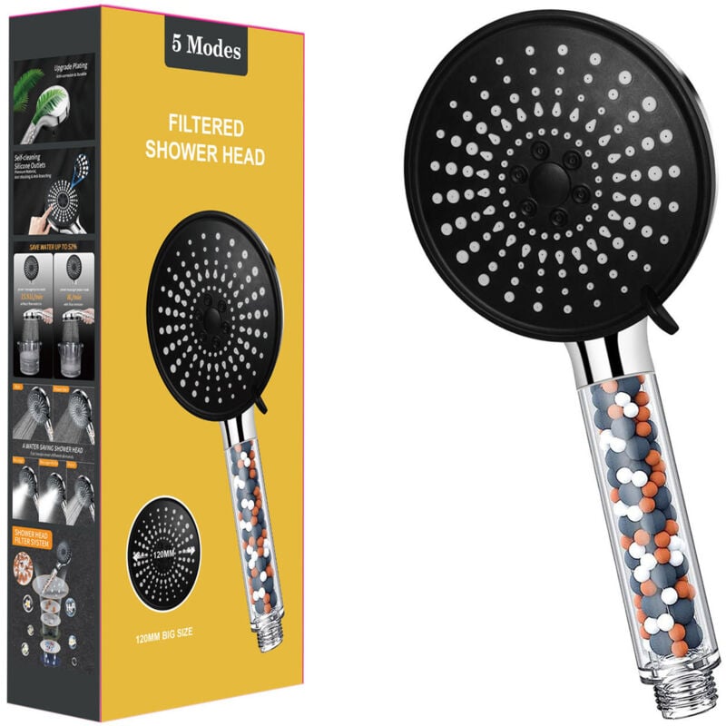 foto del prodotto jn.songs - soffione doccia con filtro, soffione anticalcare ad alta pressione e risparmio idrico con 6 tipi di getti - 1