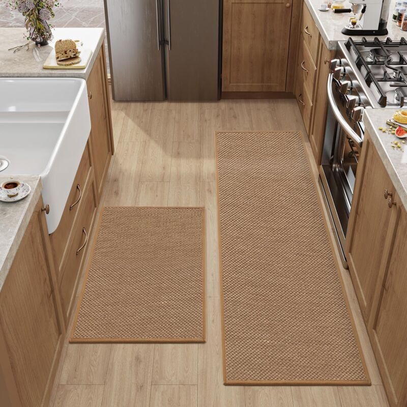 foto del prodotto jn.songs tappeto cucina, tappeti in gomma tpr antiscivolo lavabile per camera dda letto, soggiorno, ufficio marrone 45x120cm
