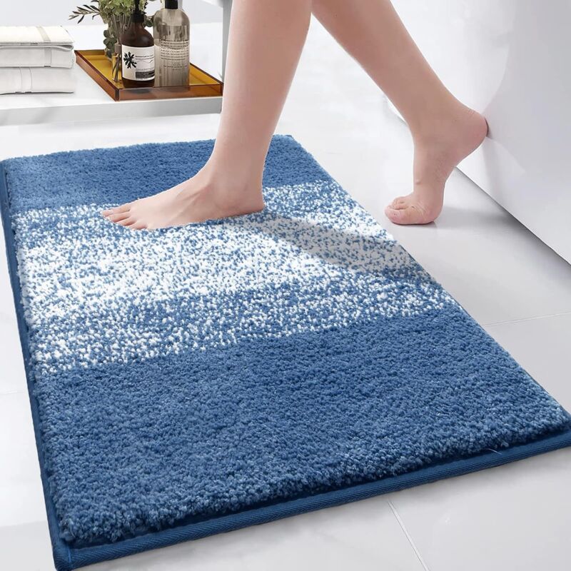 foto del prodotto jn.songs tappeto da bagno antiscivolo, morbido tappetino da doccia in microfibra assorbente e lavabile in lavatrice blu 50x80 cm
