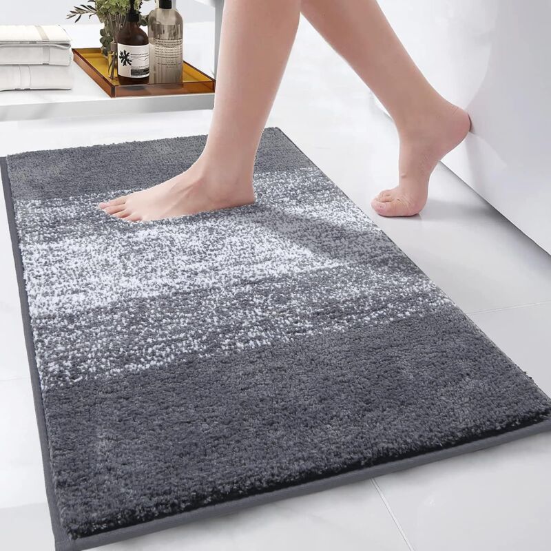 foto del prodotto jn.songs tappeto da bagno antiscivolo, morbido tappetino da doccia in microfibra assorbente e lavabile in lavatrice grigio 50x80 cm