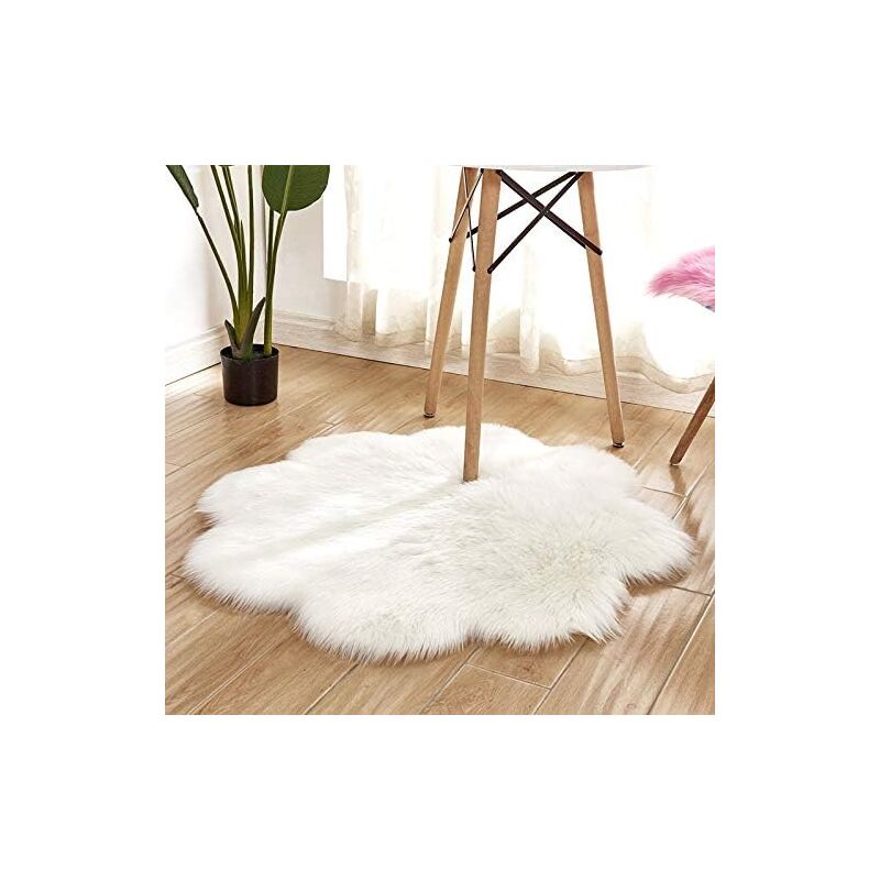 foto del prodotto jn.songs tappeto da salotto moderno plum shaggy tappeto di pelliccia lungo morbido 60 cm bianco