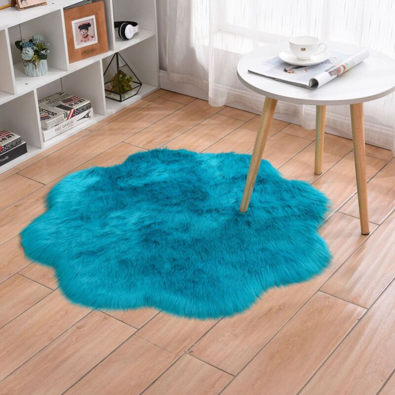 foto del prodotto jn.songs tappeto da salotto moderno plum shaggy tappeto di pelliccia lungo morbido 60 cm blu scuro