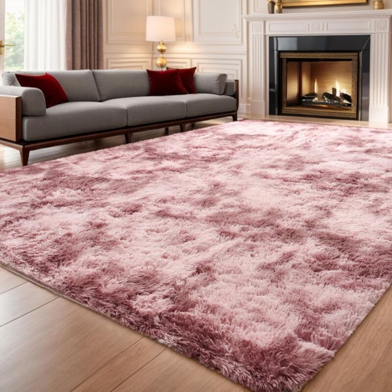 foto del prodotto jn.songs - tappeto peloso soggiorno tappeti, tappeti morbido e soffice per camera da letto, soggiorno, corridoio, dimensioni viola rosé - 140x200cm