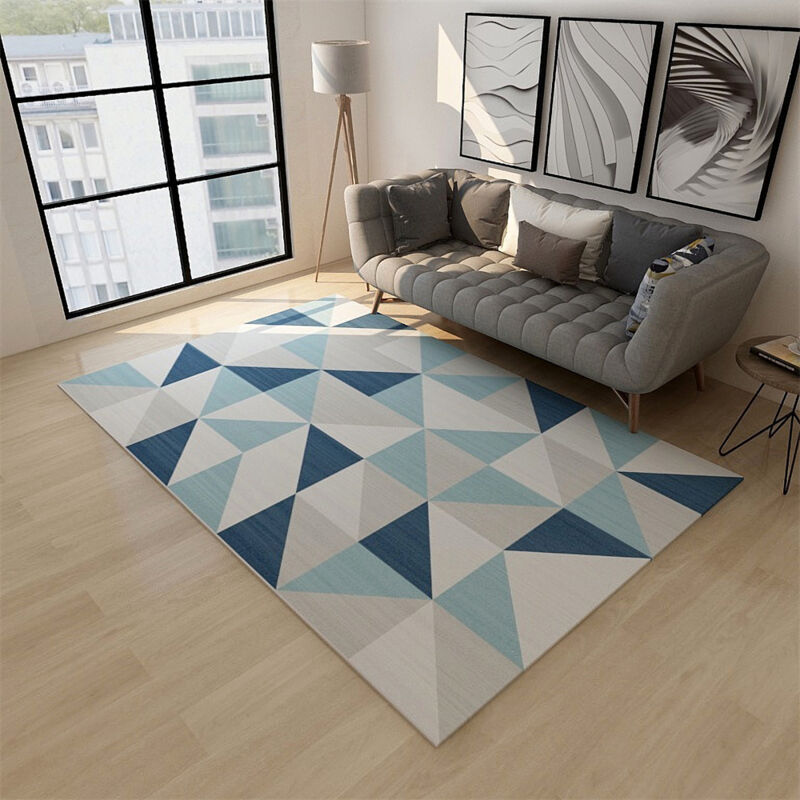 foto del prodotto jn.songs tappeto salotto moderno pelo corto, grigio blu tappeti soggiorno da letto grandi dimesnioni motivo astratto vintage blu 120x160