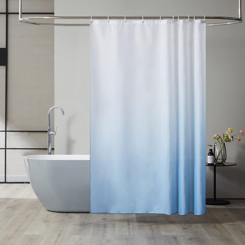 foto del prodotto jn.songs tenda doccia antimuffa, tenda per vasca da bagno gradiente impermeabile tessuto in poliestere lavabile azzurro 120x180cm