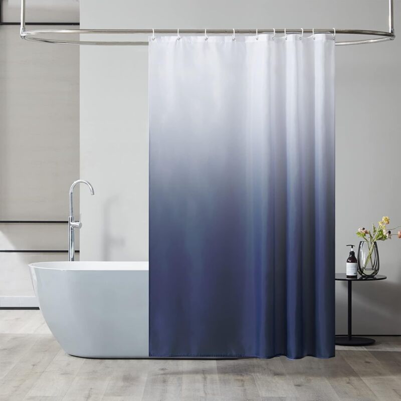 foto del prodotto jn.songs tenda doccia antimuffa, tenda per vasca da bagno gradiente impermeabile tessuto in poliestere lavabile blu scuro 180x200cm