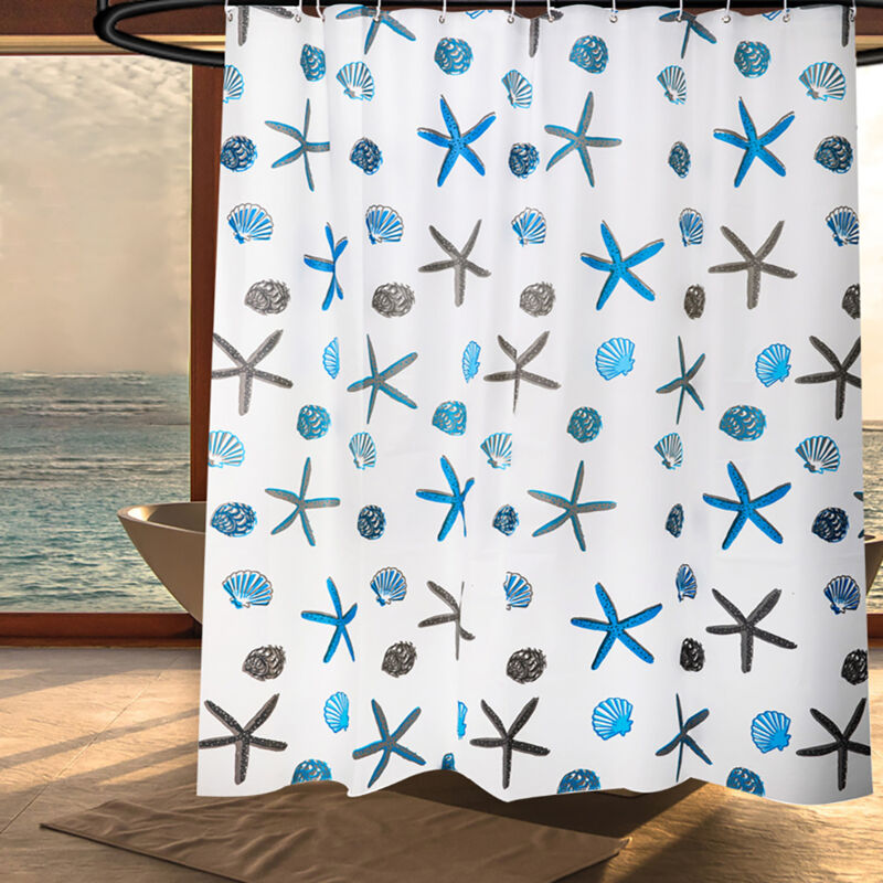 foto del prodotto jn.songs tenda doccia antimuffa, tenda vasca da bagno ocean lavabile, impermeabile e facile da pulire blu 80x180cm