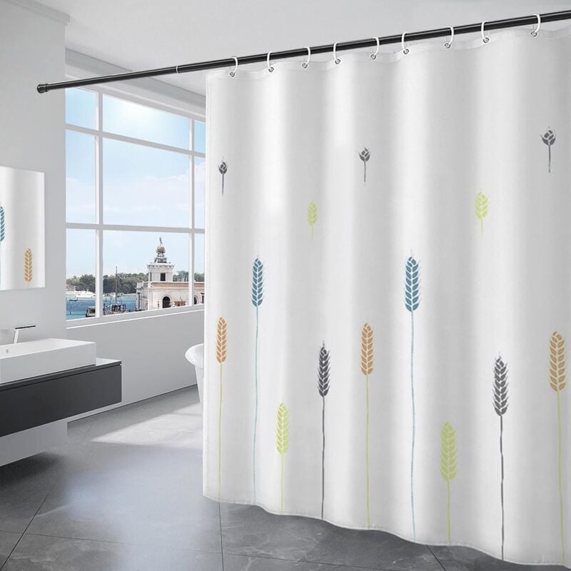 foto del prodotto jn.songs tenda doccia impermeabile, tende bagno con ganci, tenda in poliestere impermeabile antimuffa lavabile bianco 120x180cm