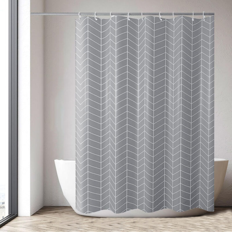 foto del prodotto jn.songs tenda doccia impermeabile, tende bagno linea bianca con ganci, tenda in poliestere impermeabile antimuffa lavabile grigio 240x180cm