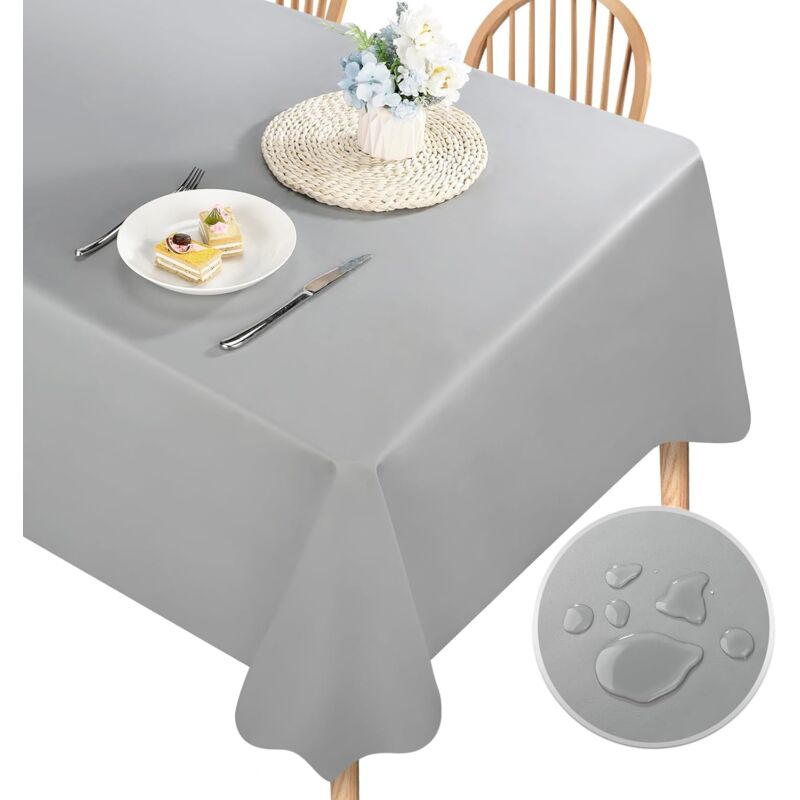 foto del prodotto jn.songs tovaglia antimacchia rettangolare, tovaglie impermeabile protettiva da tavolo per feste, cucina, ristorante grigio 140x200