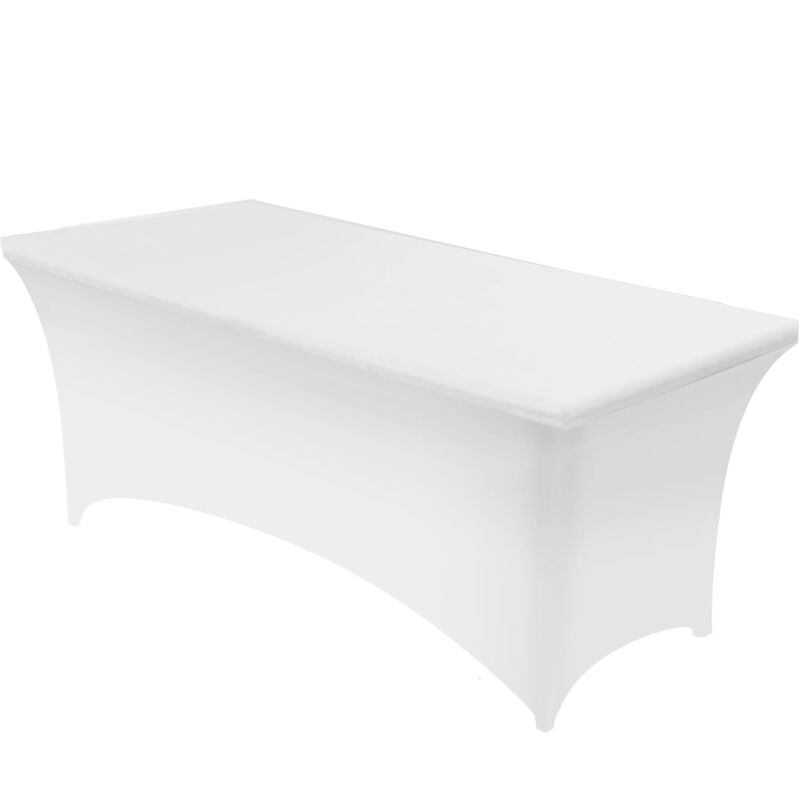 foto del prodotto jn.songs tovaglia estensibile, copritavolo in spandex lavabile e resistente alle rughe per per eventi matrimonio vompleanno bianco 122x65x75cm