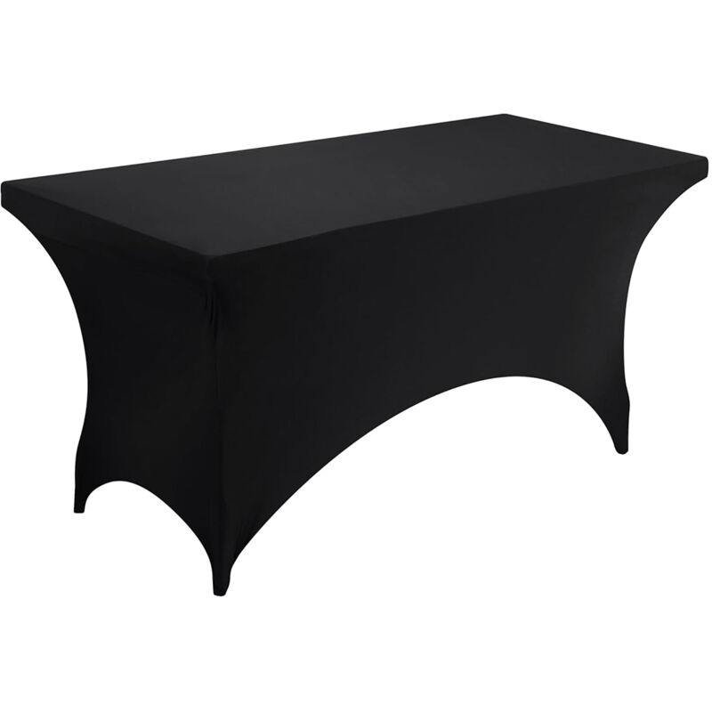 foto del prodotto jn.songs tovaglia estensibile, copritavolo in spandex lavabile e resistente alle rughe per per eventi matrimonio vompleanno nero 183x75x75cm