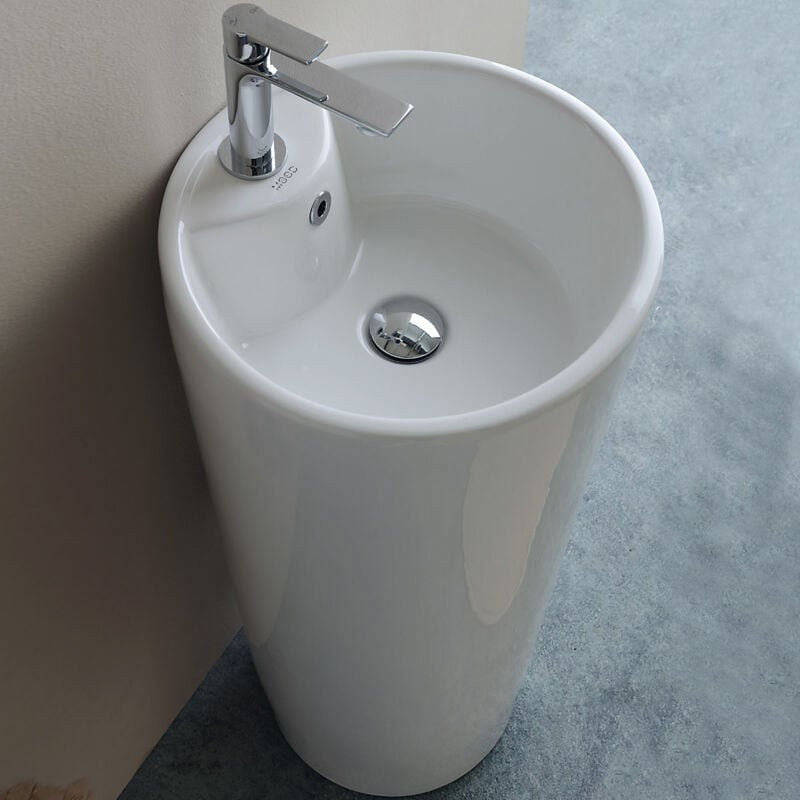 foto del prodotto jo bagno.it lavabo freestanding in ceramica 40 circle con foro rubinetto