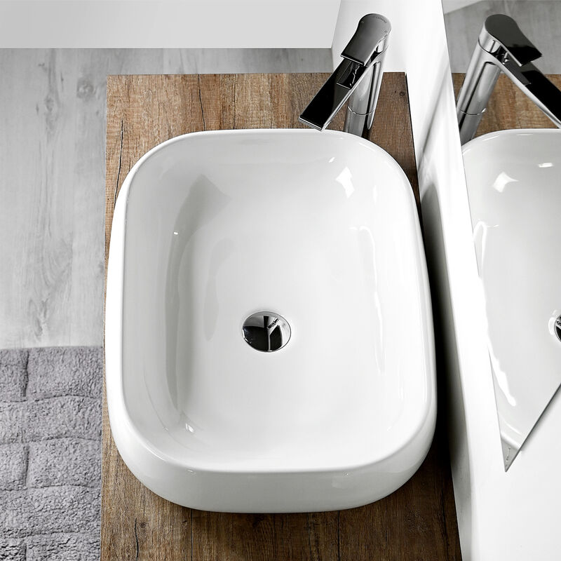 foto del prodotto jo bagno.it lavabo rettangolare 56 cm ceramica plutone da appoggio