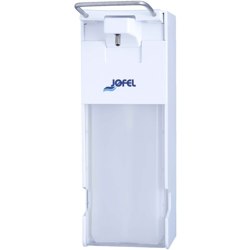 immagine 0 del prodotto jofel ac14000 dosatore per sapone ricaricabile, in plastica, per utilizzo con gomito, 1 litro, colore bianco