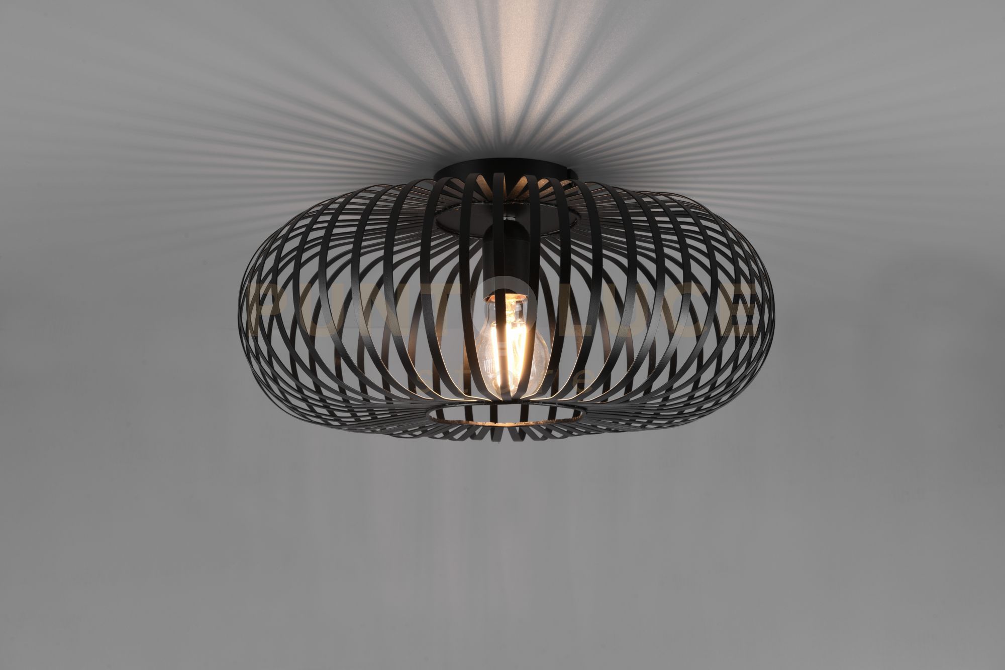 foto del prodotto johann plafoniera metallo ellisse nero d. 40cm 1 luce attacco e27