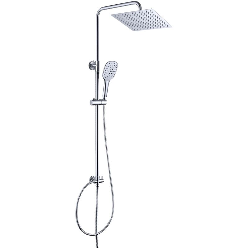 foto del prodotto joho colonna doccia senza miscelatore in acciaio inox 304 cromo set doccia a pioggia con soffione e doccetta a mano 25 25cm quadrato 